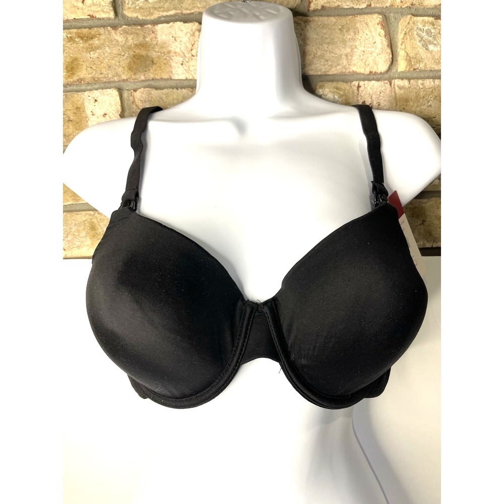 Nursing Pumping Padded Bra hook and eye comfort straps t-shirt black 38C